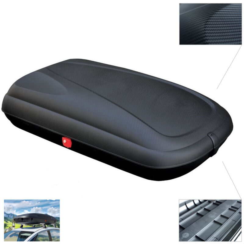 Set Box Da Tetto VDP 320L Effetto Carbonio + Barre Portapacchi In Alluminio Per Mazda 5 (05-10) Con Serratura