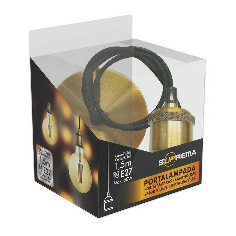 lampada a sospensione pendel ottone 1,5 mt, e27