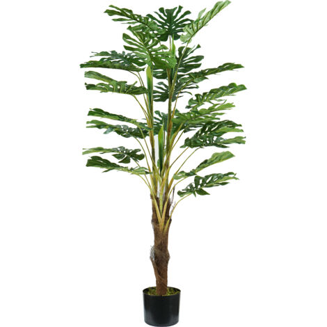 King Home pianta MONSTERA H. 120 cm 24 FOGLIE completa di vaso con muschio