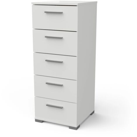 cassettiera "izzy" 5 cassetti quercia e bianco opaco, 39,8x41,9x101,8 cm