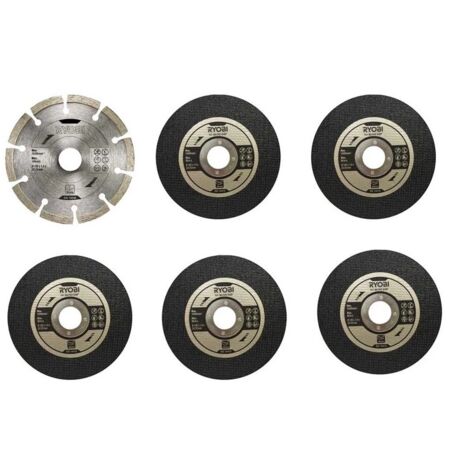set di 6 dischi per smerigliatrice rak6agd125, diametro 125 mm - ryobi