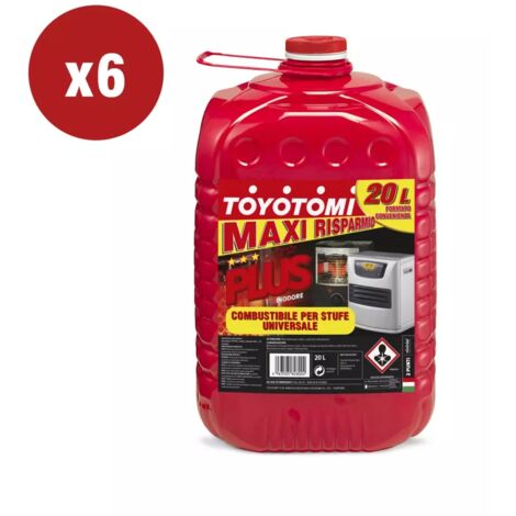 6 taniche da 20 litri di combustibile liquido "toyotomi plus" - totale di 120 litri