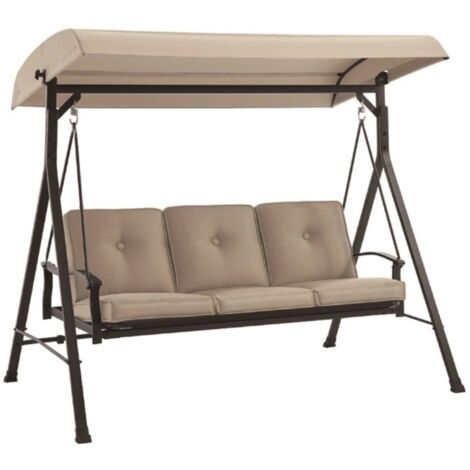dondolo da giardino 3 posti eurogarden in acciaio e textilene beige 210x112x180 cm