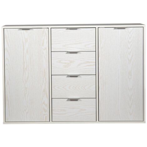 madia 2 ante e 4 cassetti bellahome "kristy" bianco venato 116x35x80 cm