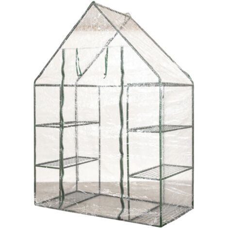 serra da esterno "barbara" con 8 ripiani e telo in pvc, 140x70x190 cm