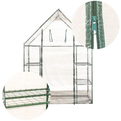 serra da esterno "barbara" con 8 ripiani e telo in pvc, 140x70x190 cm