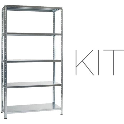 scaffale in kit grima con 4 ripiani in metallo e portata totale 160 kg, 75x30x136 cm