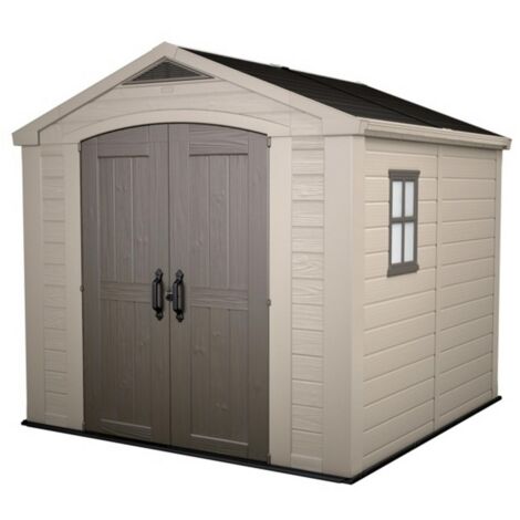 Keter – Casetta da giardino in resina tortora 255x256,5x243 cm – Struttura robusta e zero manutenzione – Doppia porta e ventilazione (1/10)