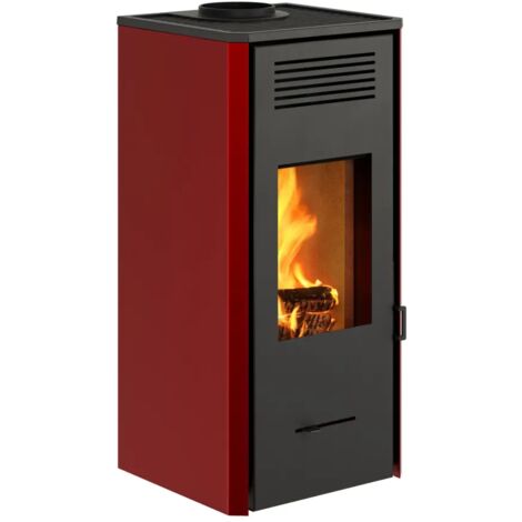 stufa a legna ventilata invicta "senales" rosso 8,4 kw