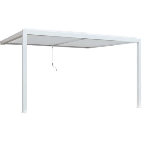 gazebo pergola bioclimatica da esterno addossata elica garden bianco in alluminio - 3x4 m