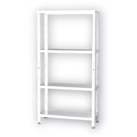 scaffale 4 ripiani in metallo grima bianco portata 160 kg 75x30x145 cm