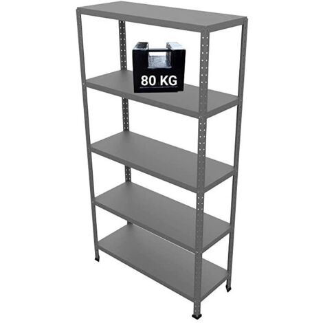 Scaffale Ettore Bulloni Grima in Acciaio Color Grigio Martellato L 100 X P 40 X H 187 Cm