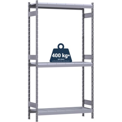 scaffale 3 ripiani in metallo grima "kompos" grigio portata 1200 kg 166x60x200 cm (1/4)