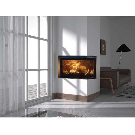 inserto a legna angolare panadero "hogar der" antracite 5,9 kw