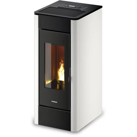 stufa a pellet canalizzata ermetica freepoint "indaco" bianco 10,5 kw