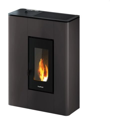 stufa a pellet slim ermetica freepoint "atrium" antracite 5,2 kw