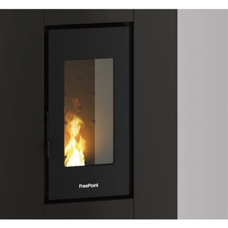 stufa a pellet slim ermetica freepoint "atrium" antracite 5,2 kw