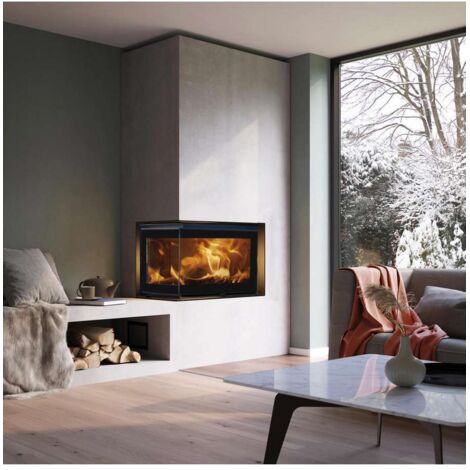 inserto a legna angolare panadero "hogar izq" antracite 5,9 kw