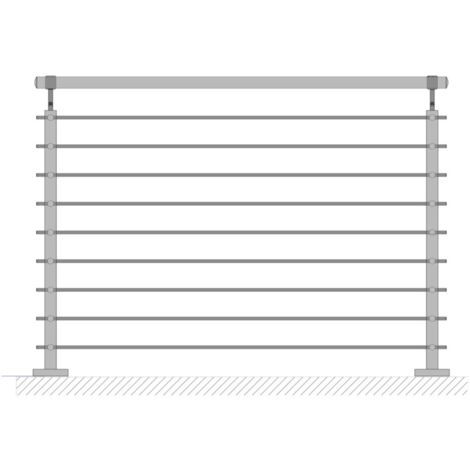 parapetto modulare certificato in acciaio inox aisi 304 con fissaggio a pavimento, 150 cm - kit completo a1