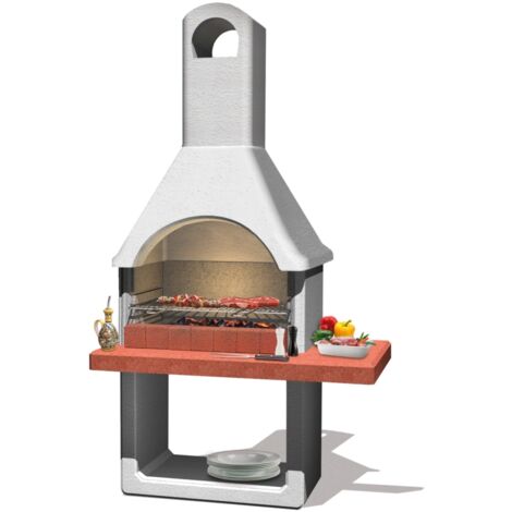 barbecue a carbonella in cemento sarom fuoco "milano" 88x58x197,3 cm