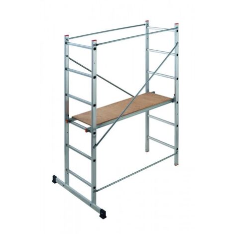 trabattello multifunzione "easy 100" in alluminio con pianale in pino, portata massima 150 kg (1/4)