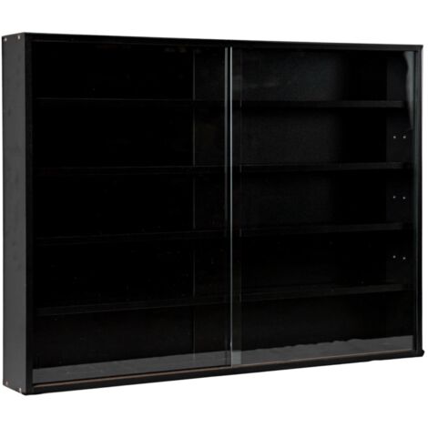 vetrinetta espositore per collezionismo bellahome nero con ante in vetro temperato 80x11x60 cm