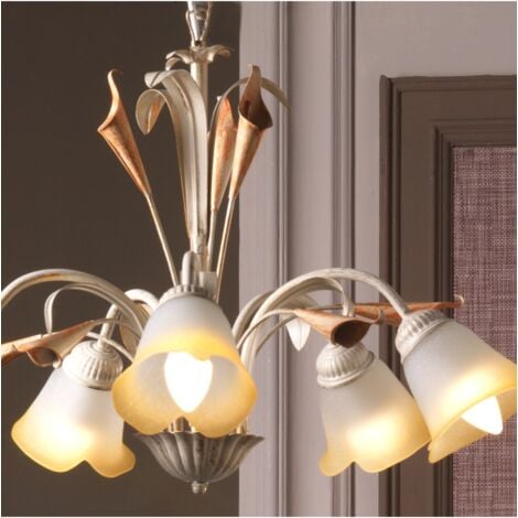 lampadario 5 luci "lucrezia" avorio, e14