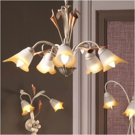 lampadario 5 luci "lucrezia" avorio, e14