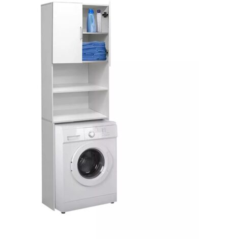 mobile lavatrice salvaspazio "wash" colore bianco, 64x24x190 cm