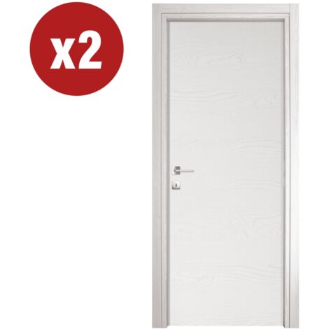 2 porte battenti da interno reversibili in frassino bianco, 80x200 cm