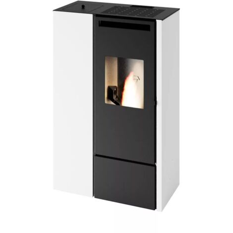 stufa a pellet slim ermetica punto fuoco "pia" bianco 9,9 kw