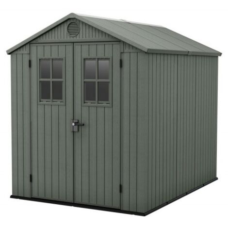 casetta da giardino keter "darwin 6x8" in evotech+ colore verde con porta battente doppia 190x244x221 cm