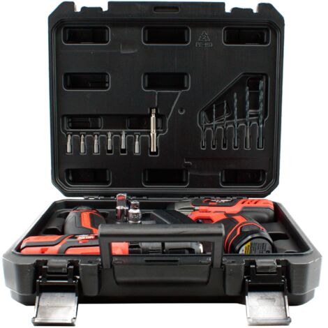 kit valigetta trapano con percussione e avvitatore impulsi a batteria valex 2 batterie 12v 2ah e caricabatterie