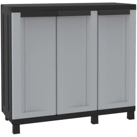armadio basso terry "twist black 102b"  in resina grigio e nero 102x39x91,5h cm