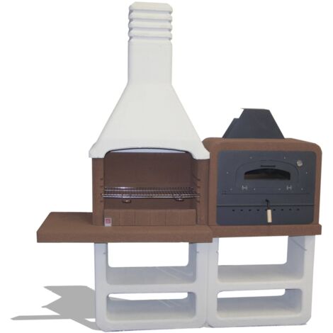barbecue a legna o carbonella in cemento sarom fuoco "portofino" 194x64x228,5 cm