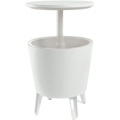 Tavolino Termico Piano Rialzabile Ø49,5 cm in Resina Keter Cool Bar Bianco
