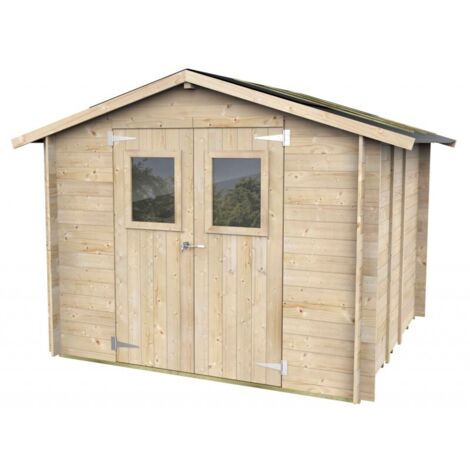 Casetta in legno con porta finestrata deposito da giardino "Made in Italy" -248 x 248 x h 217 cm