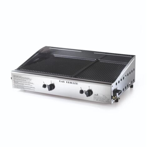 barbecue a gas ompagrill con plancha doppia rigata 2 bruciatori 70,5x44x21,5 cm