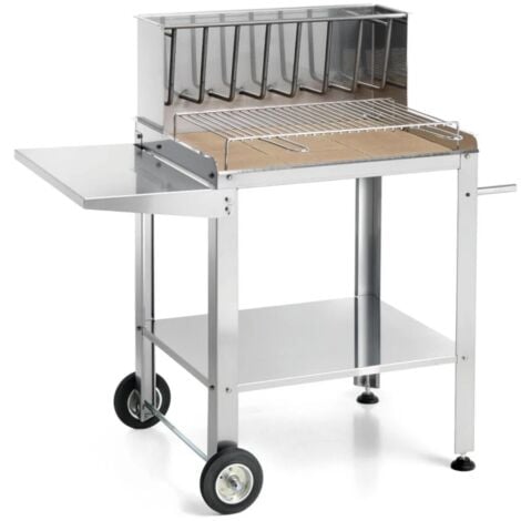 barbecue a legna/carbone best steel 56659/x in acciaio inox, 110x60x109 cm - ompagrill