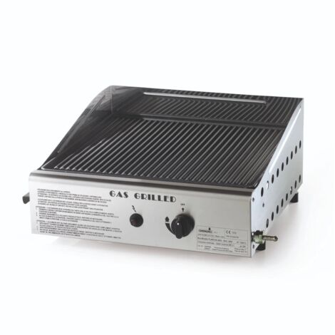 barbecue a gas ompagrill con plancha singola rigata 1 bruciatore 40x43 cm