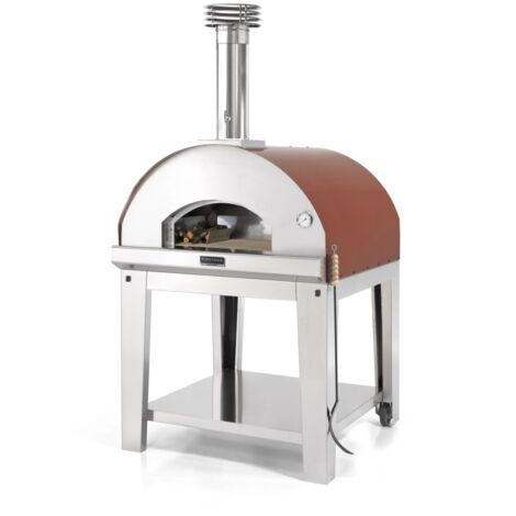 Forno Marinara con Carrello 80x80 - Rosso Mattone