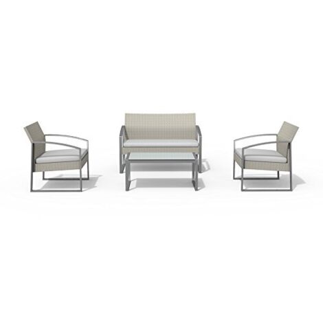 set da giardino essenza "alicante" in acciaio bianco washed 4 posti
