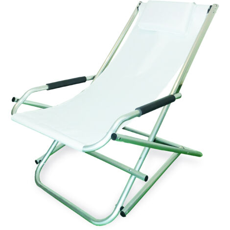 Garden Friend Sdraio Elba Basculante in alluminio e PVC 600D 60x97x70h cm Colore Bianco