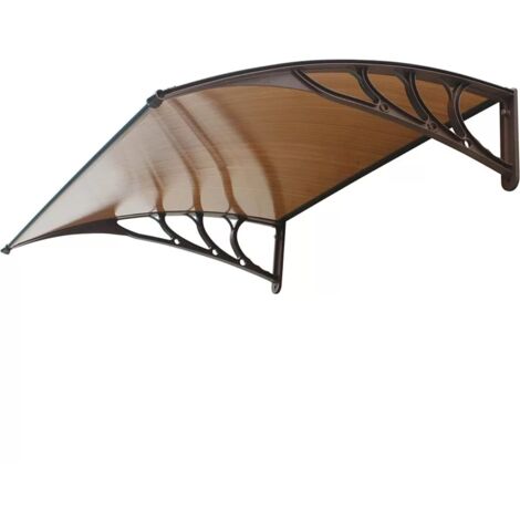 pensilina da esterno essenza in abs con supporto marrone e copertura in policarbonato alveolare fumé 150x100 cm