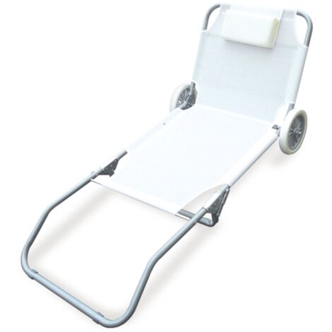 Garden Friend Lettino Minorca 66x150x90h cm con ruote Bianco