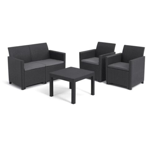 set da giardino keter "marie lounge" colore grafite, 4 posti