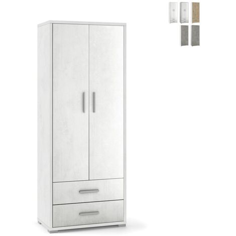 Armadio 2 ante 2 cassetti h182 l71 p41 cm struttura e frontale bianco ossido sarmog db359k - Sarmog