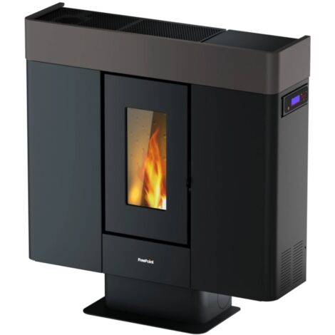 stufa a pellet slim canalizzata ermetica freepoint "moon" titanium 10 kw con wi-fi
