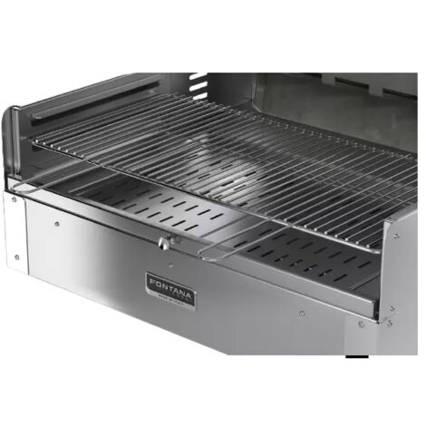 barbecue a legna o carbonella fontana "tirreno appoggio" colore acciaio e griglia 80x40