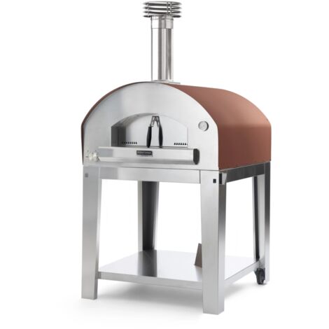 forno pizza a gas con carrello fontana "marinara" colore rosso 5 pizze